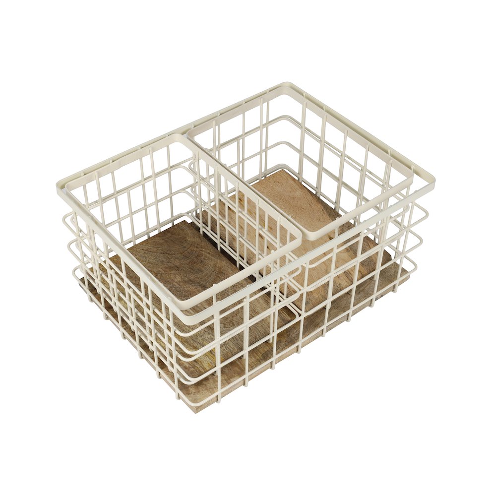 Farmhouse Handmade Wire Metal Nesting Storage Baskets, Almond/Natural (Set of 3). Picture 2