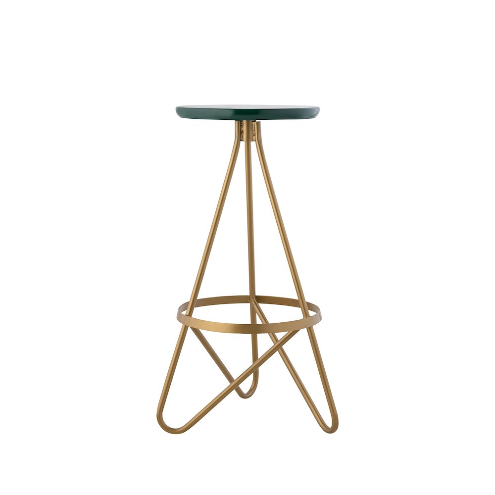 Spiroa 30" Modern Green & Gold Metal Backless Bar Stool. Picture 5