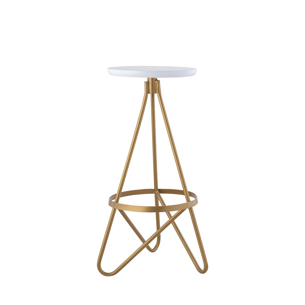 Spiroa 30" Modern White & Gold Metal Backless Bar Stool. Picture 5