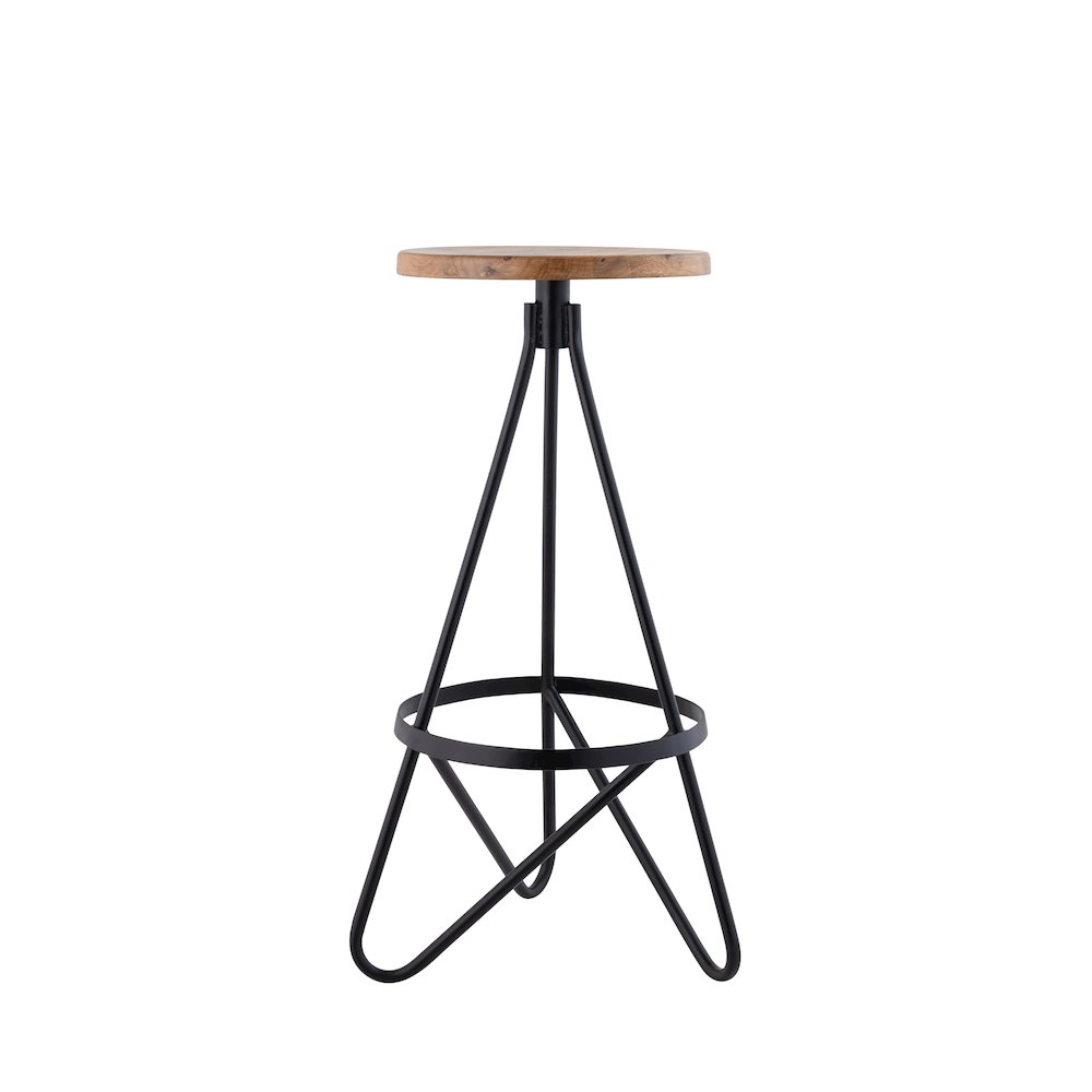 Spiroa 30" Modern Natural Brown & Black Wood Backless Bar Stool. Picture 5