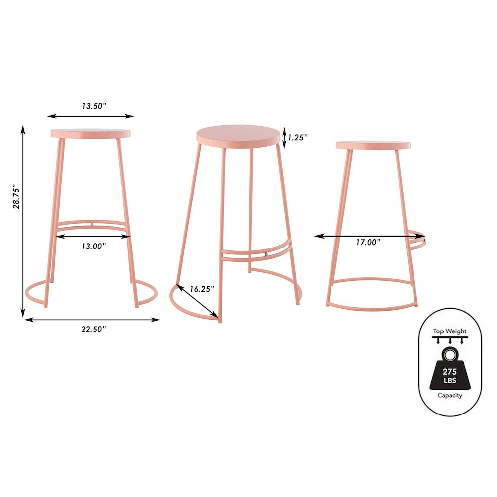 Hula Modern 28.75" Backless Metal Bar Stool. Picture 7