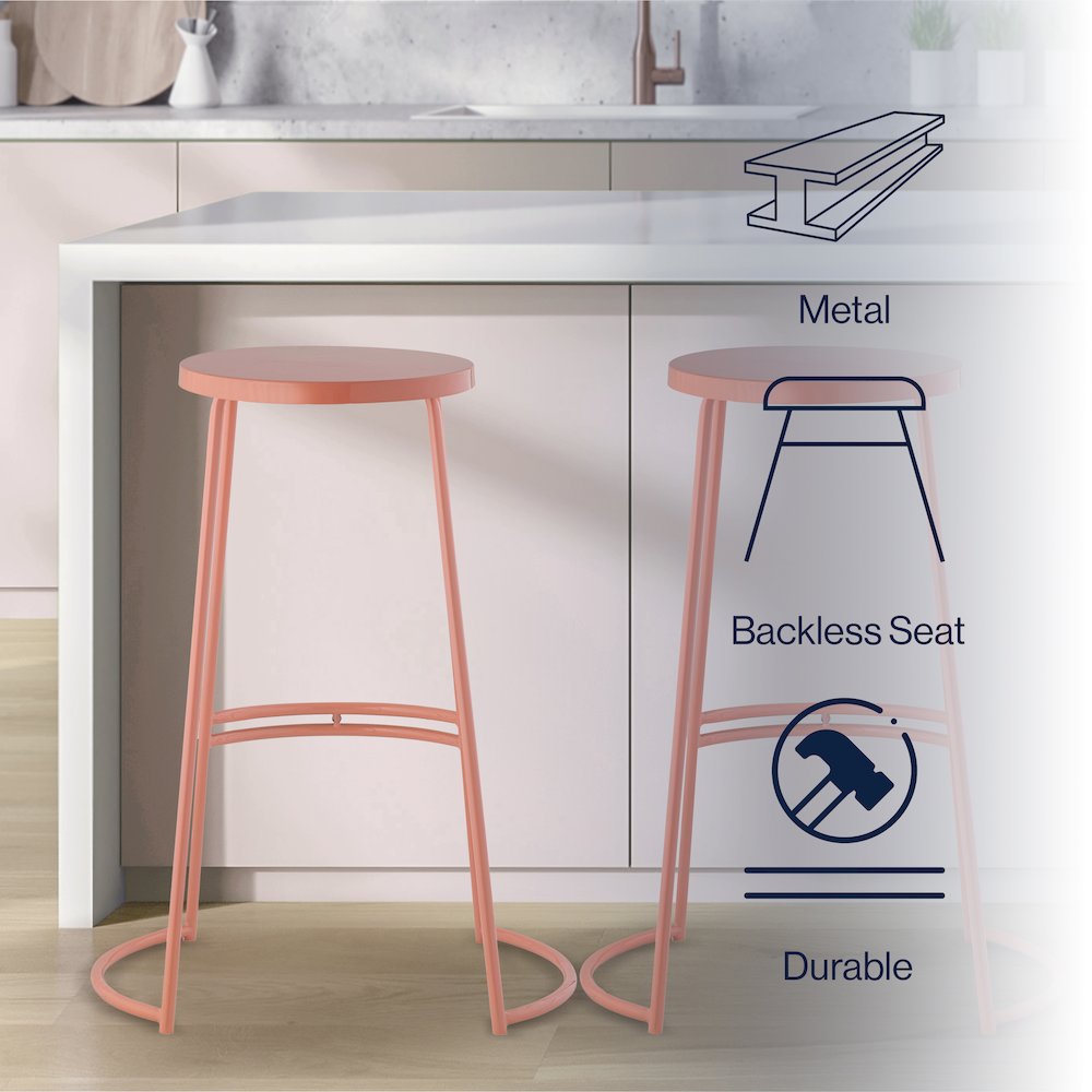Hula Modern 28.75" Backless Metal Bar Stool. Picture 8