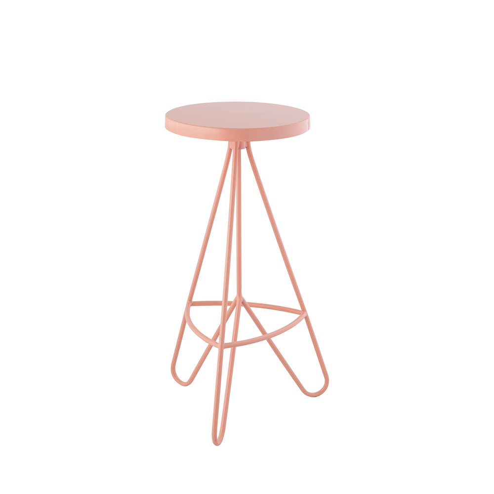 Trinity 30" Round Pink Metal Backless Bar Stool with Hairpin Legs and. Picture 5