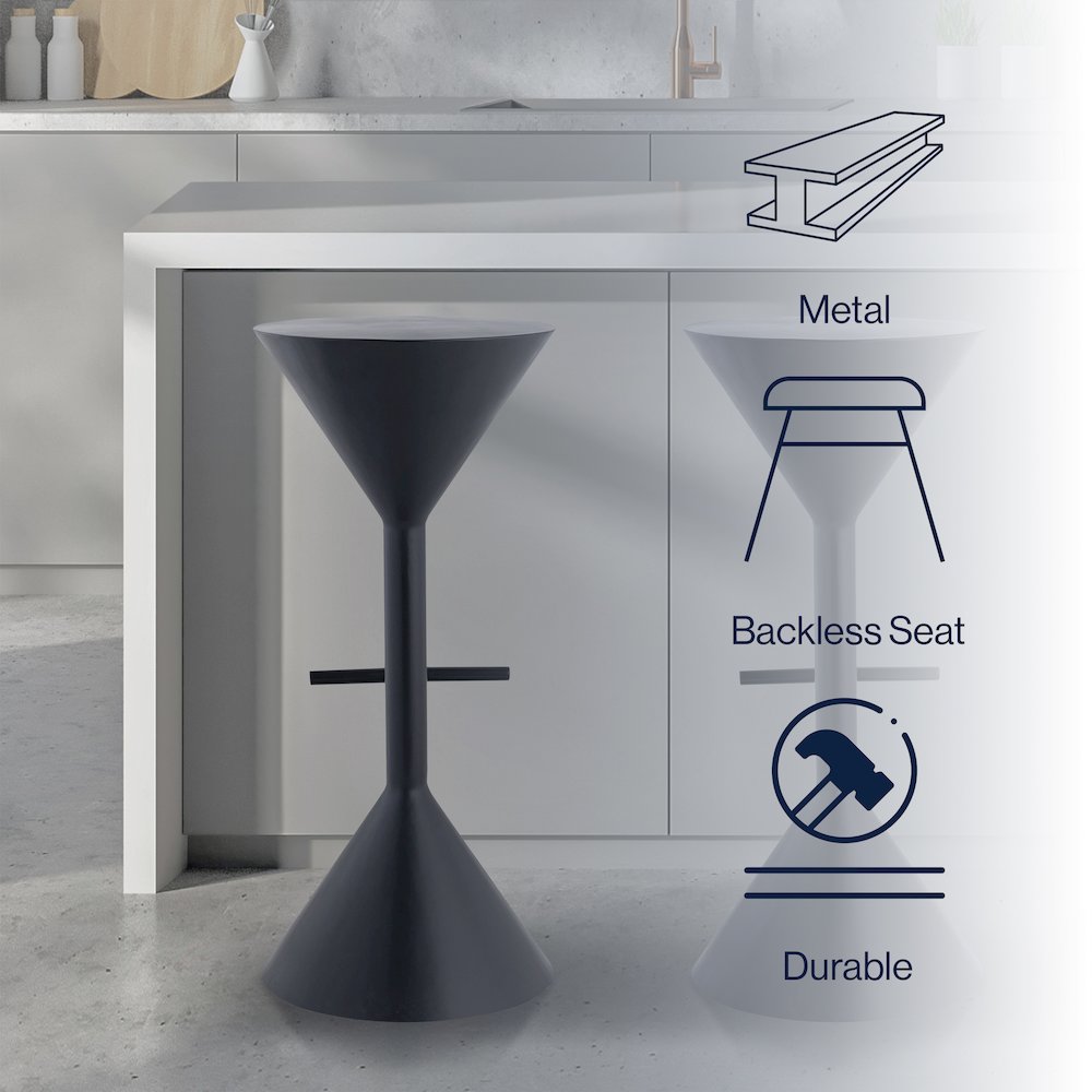 Chronos 29.75" Modern Sculptural Hourglass Backless Metal Bar Stool. Picture 8