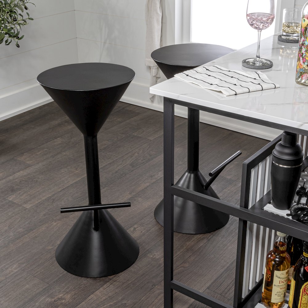 Chronos 29.75" Modern Sculptural Hourglass Backless Metal Bar Stool. Picture 2