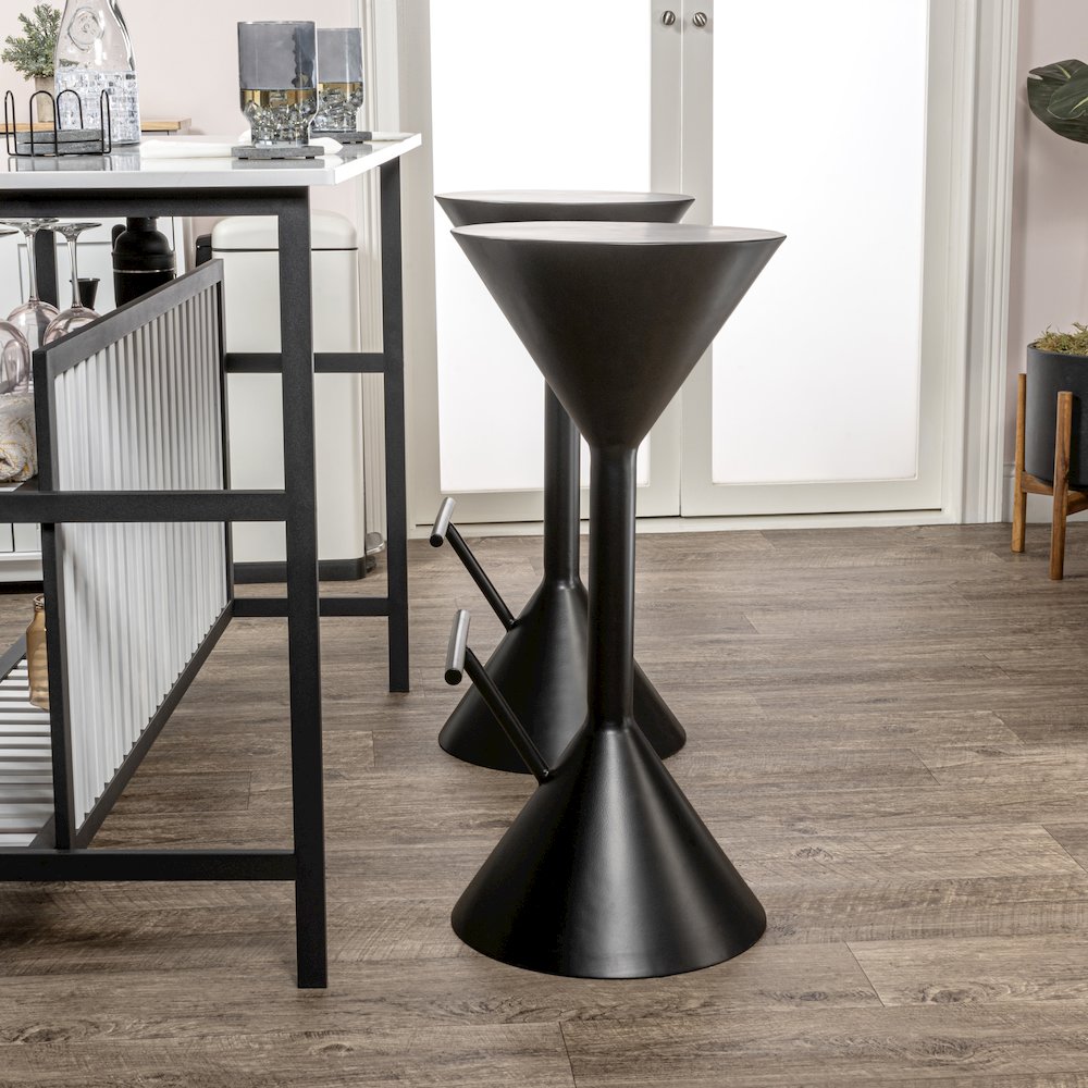 Chronos 29.75" Modern Sculptural Hourglass Backless Metal Bar Stool. Picture 4