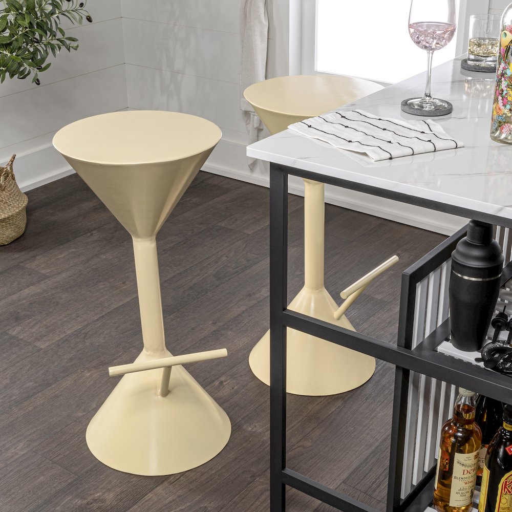 Chronos 29.75" Modern Sculptural Hourglass Backless Metal Bar Stool. Picture 2