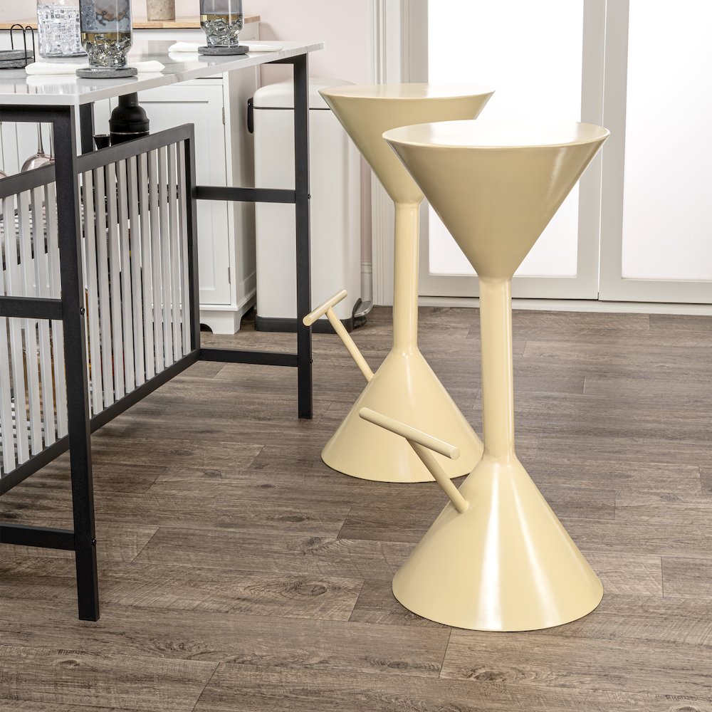 Chronos 29.75" Modern Sculptural Hourglass Backless Metal Bar Stool. Picture 3