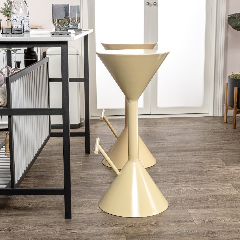 Chronos 29.75" Modern Sculptural Hourglass Backless Metal Bar Stool. Picture 4