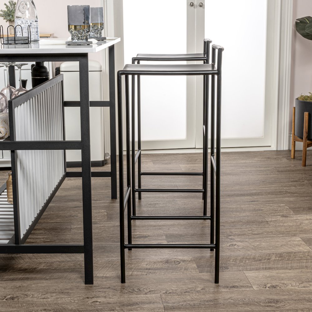 Svelte Minimalist 29.5" Seat Height Black Metal Armless Low Back Bar Stool with. Picture 4