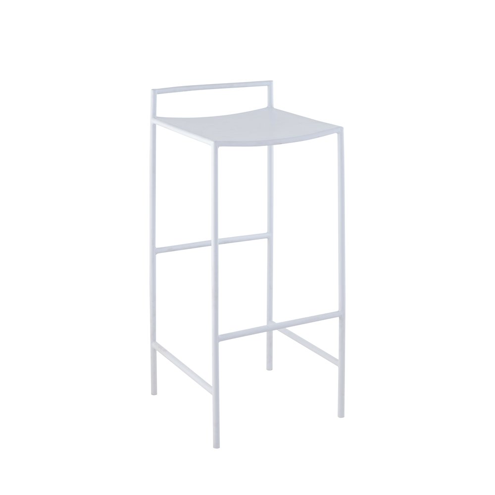Svelte Minimalist 29.5" Seat Height White Metal Armless Low Back Bar Stool with. Picture 5