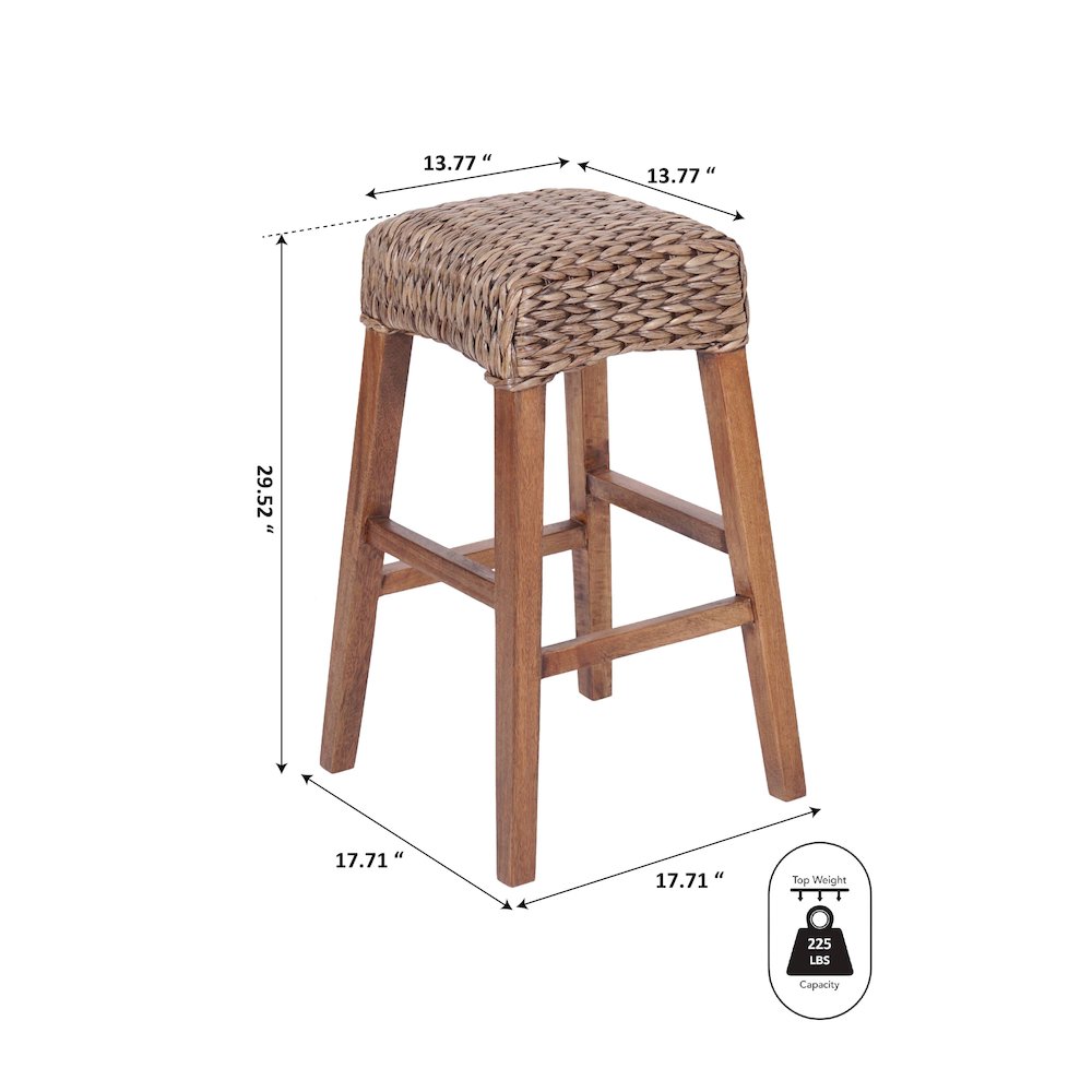 Maui Coastal 30" Woven Water Hyacinth Backless Bar Stool. Picture 6