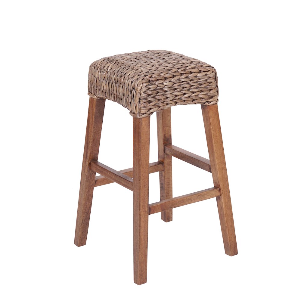 Maui Coastal 30" Woven Water Hyacinth Backless Bar Stool. Picture 5