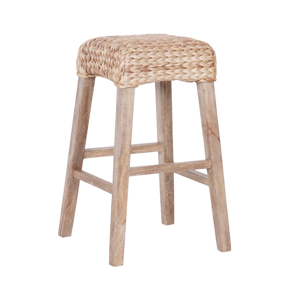 Maui Coastal 30" Woven Water Hyacinth Backless Bar Stool. Picture 1