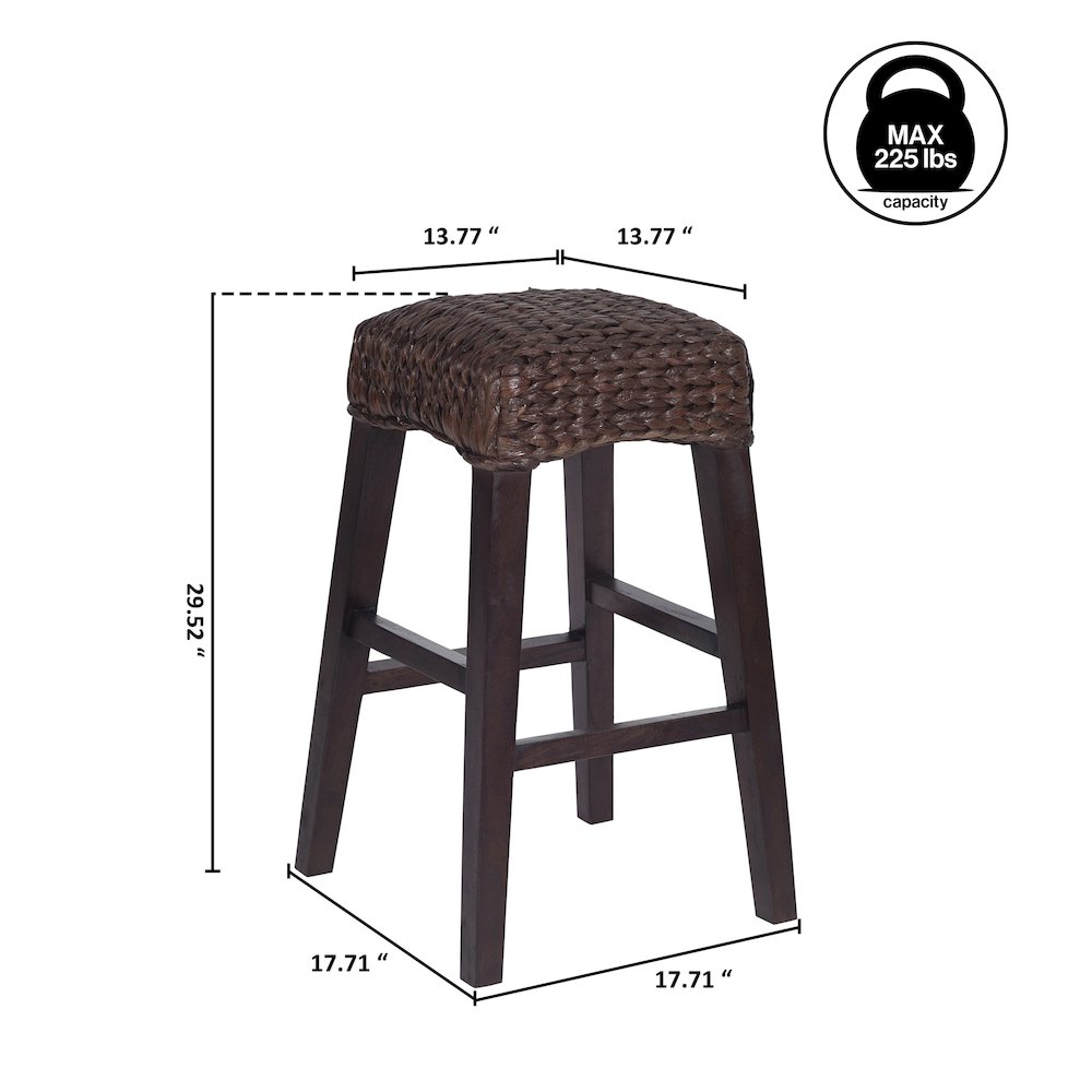 Maui Coastal 30" Woven Water Hyacinth Backless Bar Stool. Picture 3