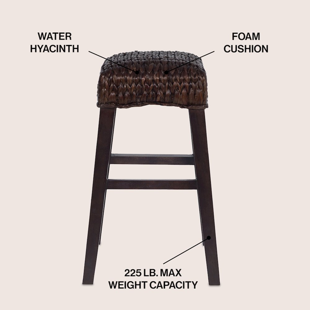 Maui Coastal 30" Woven Water Hyacinth Backless Bar Stool. Picture 2