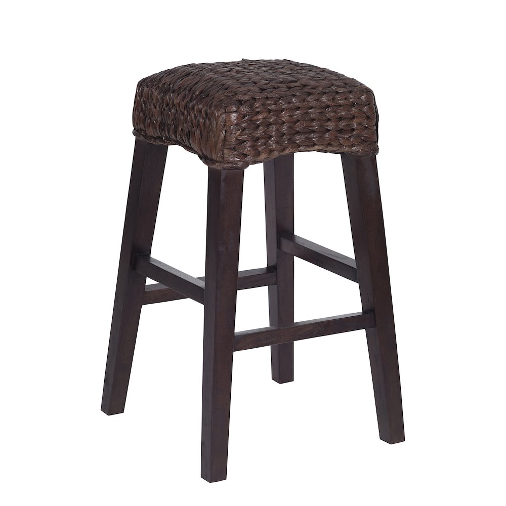 Maui Coastal 30" Woven Water Hyacinth Backless Bar Stool. Picture 1