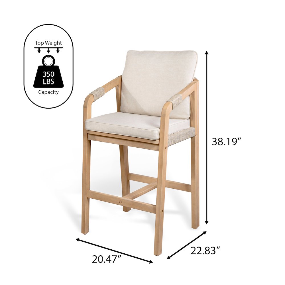 Porto Coastal 26" Light Teak Acacia Wood Outdoor Bar Stools. Picture 4
