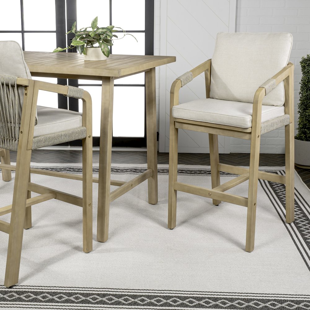 Porto Coastal 26" Light Teak Acacia Wood Outdoor Bar Stools. Picture 1