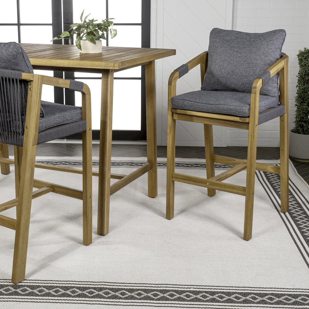Porto Coastal 26" Teak Brown Acacia Wood Outdoor Bar Stools. Picture 1