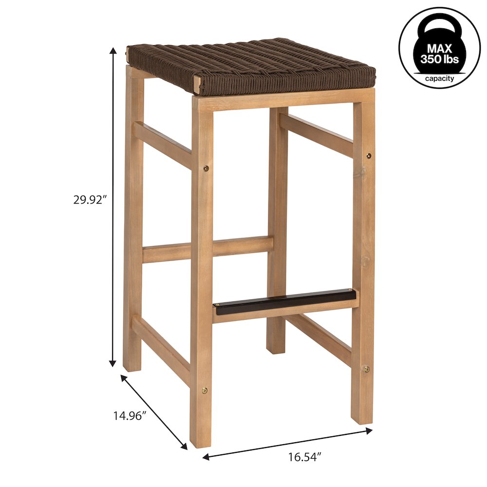 Armand Coastal 30" Backless Acacia Wood Indoor/Outdoor Bar Stools. Picture 5