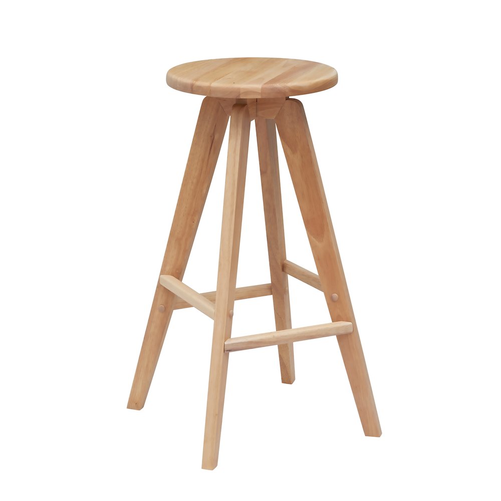 Ceren 30.5" Minimalist Solid Natural Wood Backless Bar Stool. Picture 1