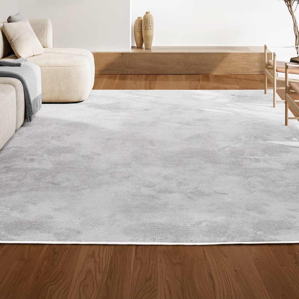 Porter Geometric Art Deco Fan Pattern High-Low Area Rug. Picture 5