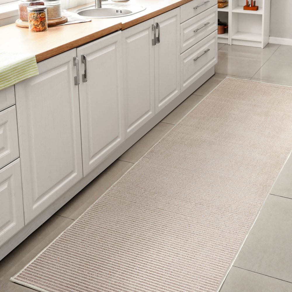 Cole Modern Minimalist Pinstripe High-Low Runner Rug. Picture 2