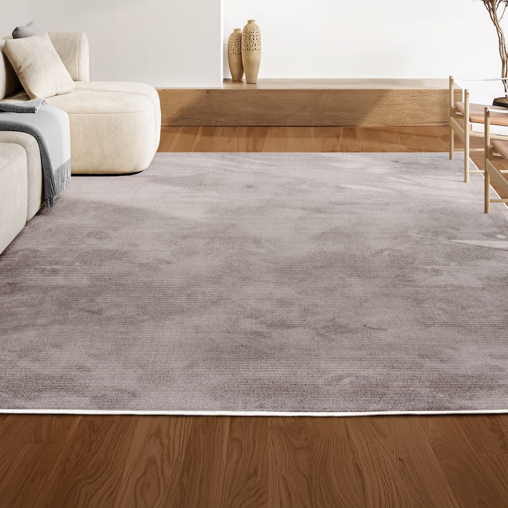 Cole Modern Minimalist Pinstripe High-Low Area Rug. Picture 5