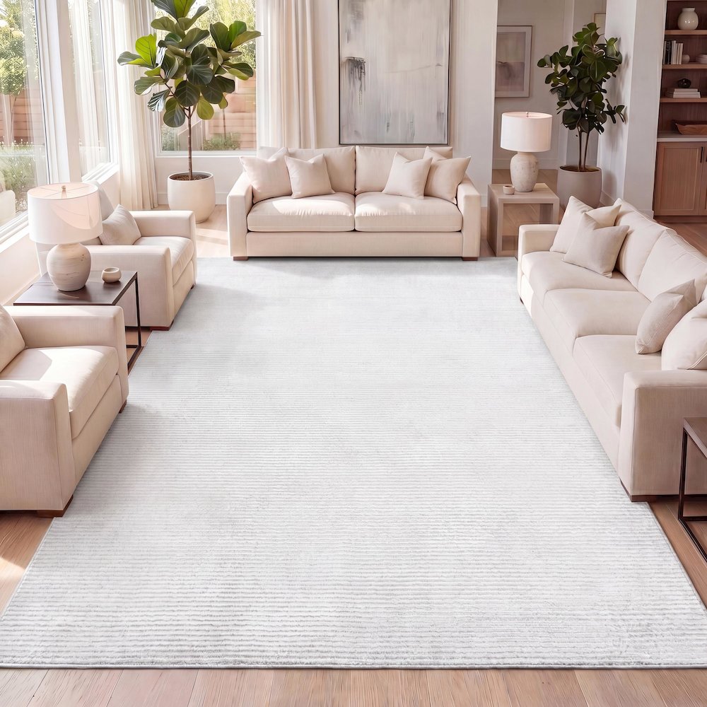 Cole Modern Minimalist Pinstripe High-Low Area Rug. Picture 8
