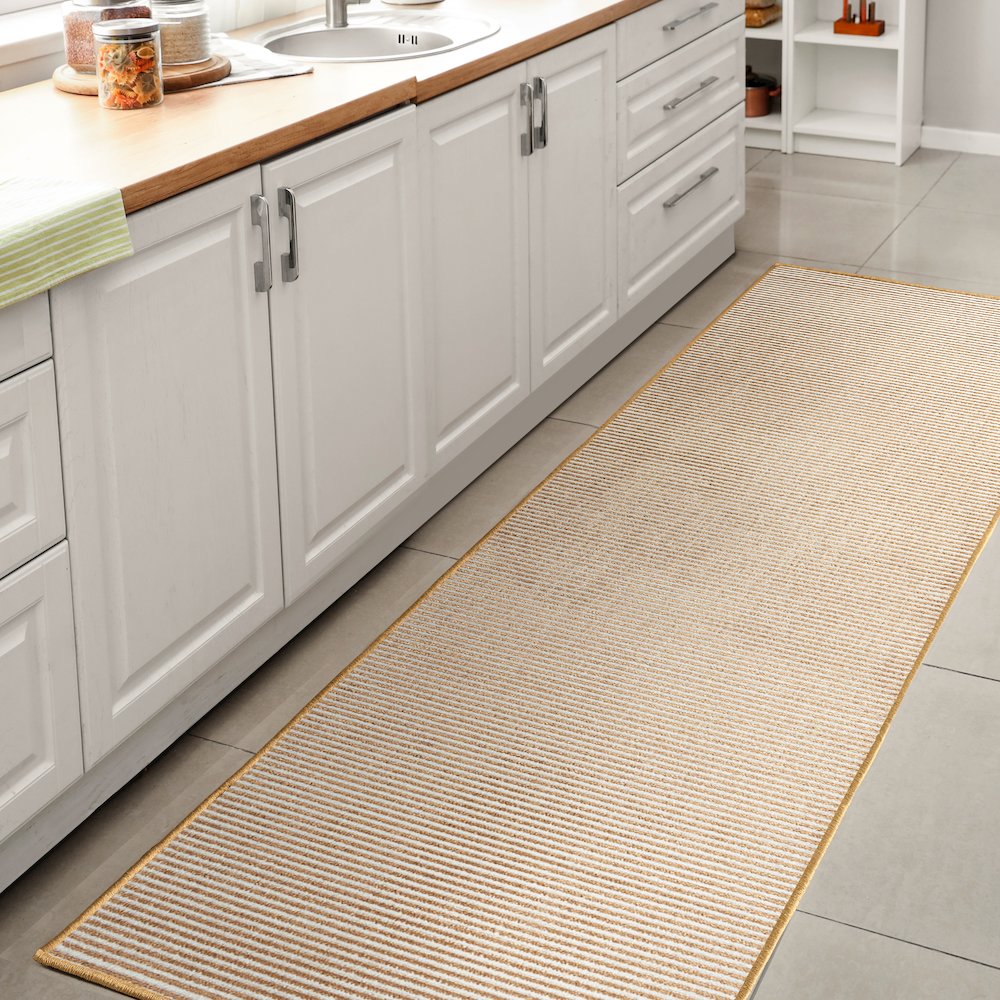 Cole Modern Minimalist Pinstripe High-Low Runner Rug. Picture 2