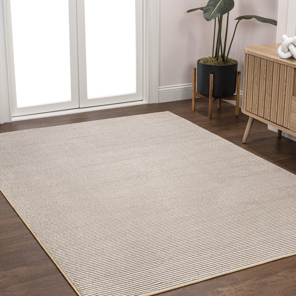 Cole Modern Minimalist Pinstripe High-Low Area Rug. Picture 2