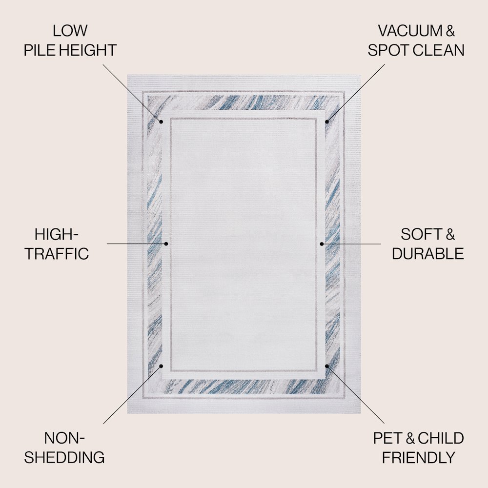 Athens Classic Border Marble Pattern High-Low Area Rug. Picture 4