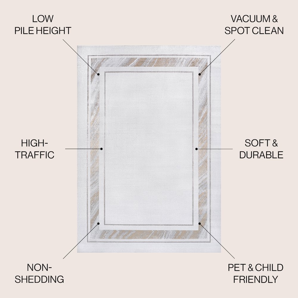 Athens Classic Border Marble Pattern High-Low Area Rug. Picture 4