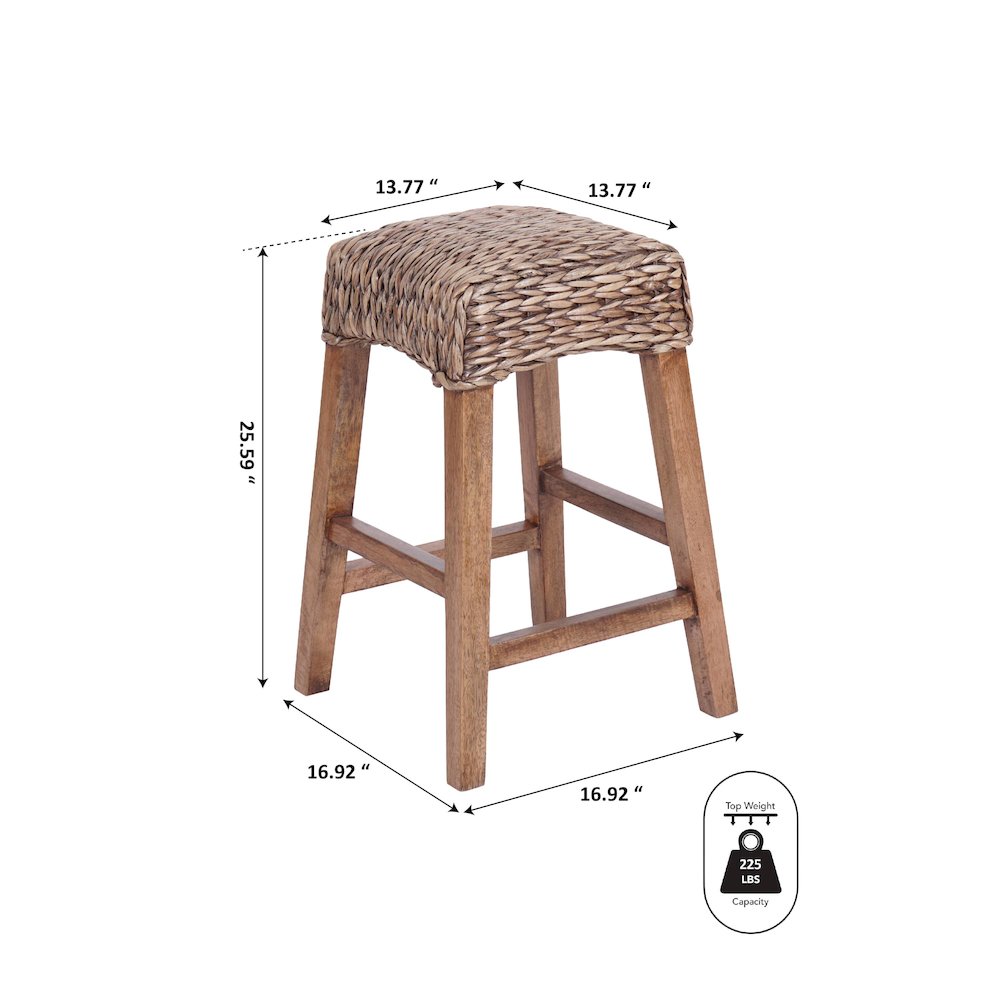 Maui Coastal 26" Woven Water Hyacinth Backless Counter Stool. Picture 4