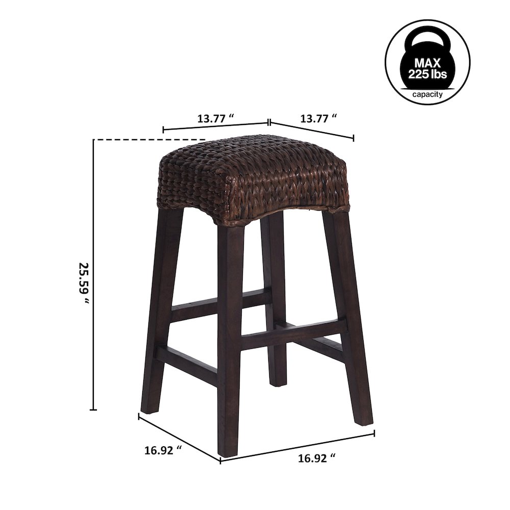 Maui Coastal 26" Woven Water Hyacinth Backless Counter Stool. Picture 3