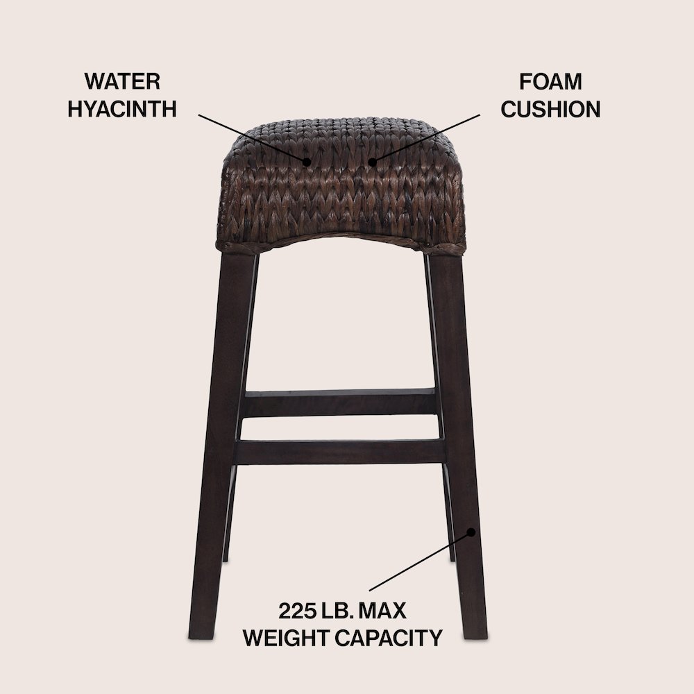 Maui Coastal 26" Woven Water Hyacinth Backless Counter Stool. Picture 2