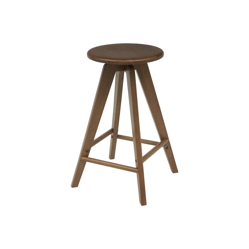 Ceren 25.5" Minimalist Solid Walnut Brown Wood Backless Counter Stool. Picture 1