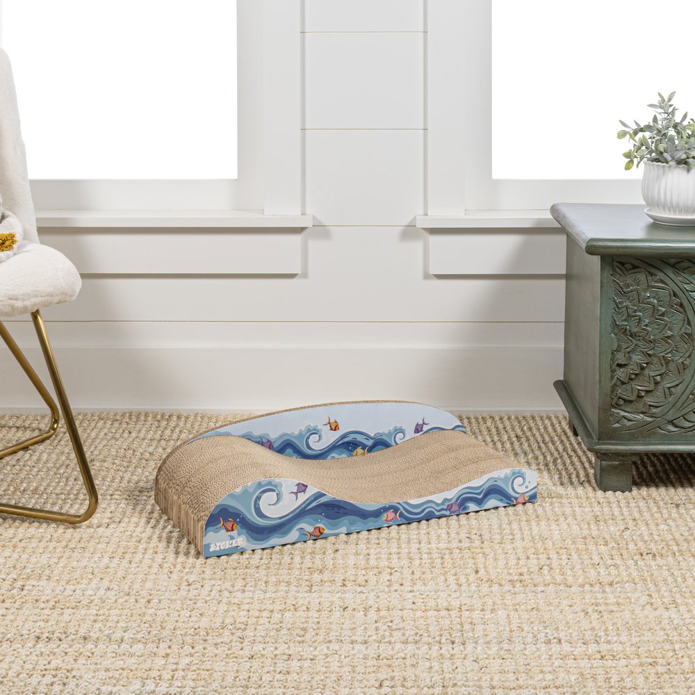 Kokomo Coastal Cardboard Lounge Bed Cat Scratcher With Catnip. Picture 2