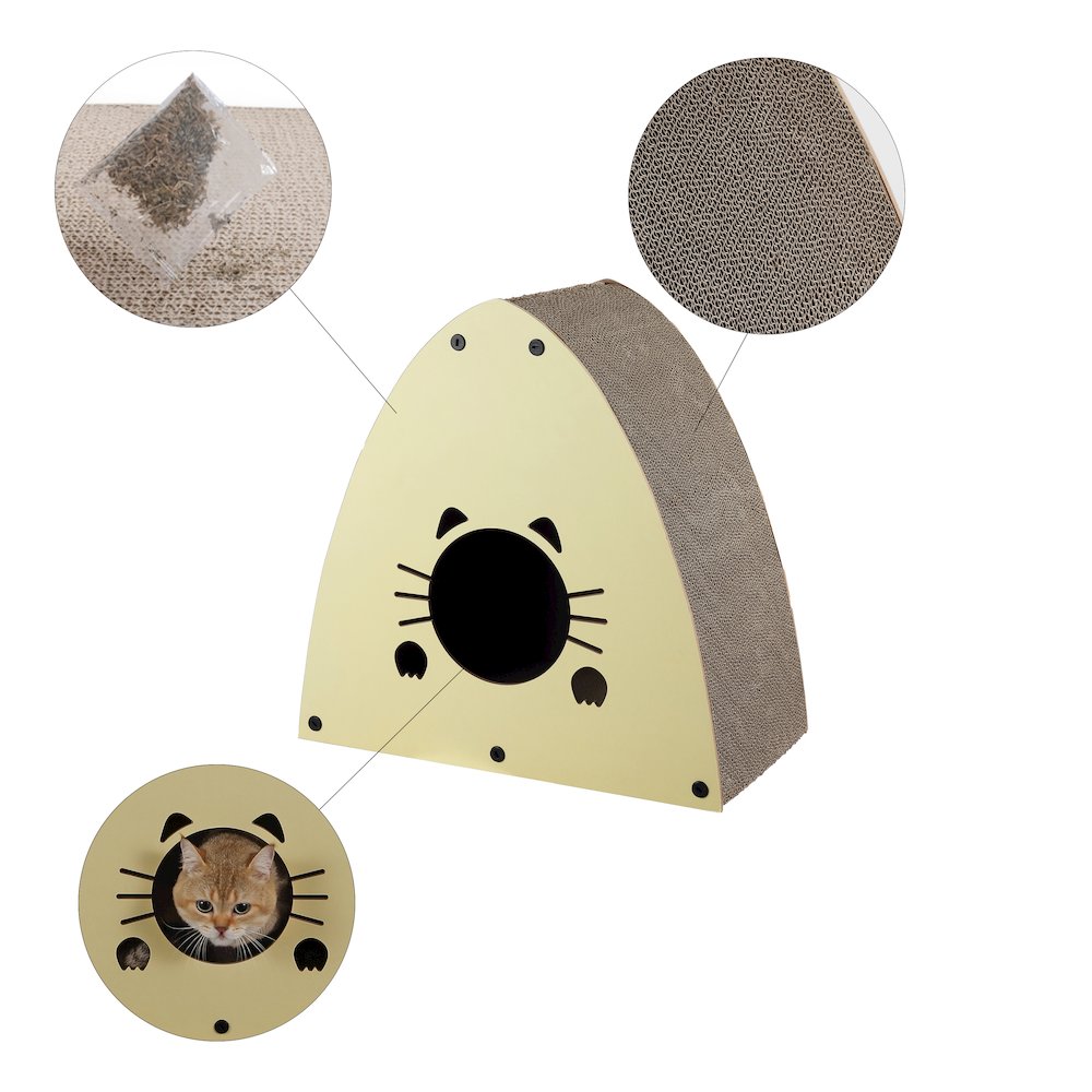 Koko Modern Cardboard Triangle Cat Cave Scratcher With Catnip. Picture 2