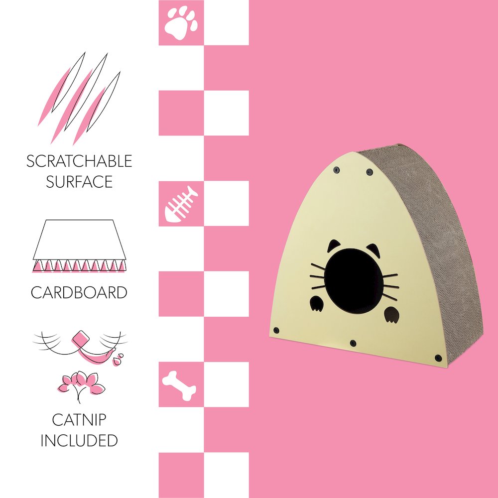 Koko Modern Cardboard Triangle Cat Cave Scratcher With Catnip. Picture 4
