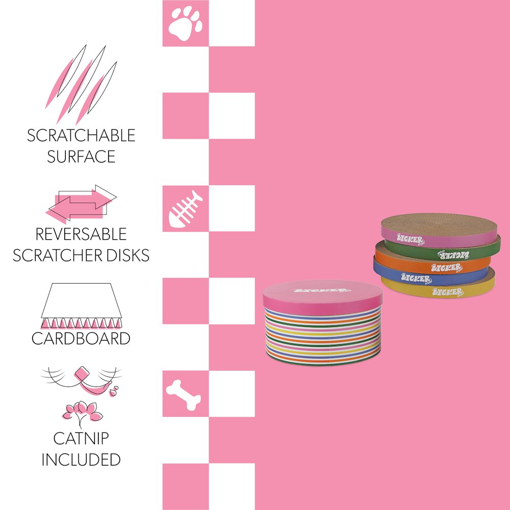 Kate Modern Patterned Cardboard Reversible Cat Scratcher Pad In Box With Catnip. Picture 4