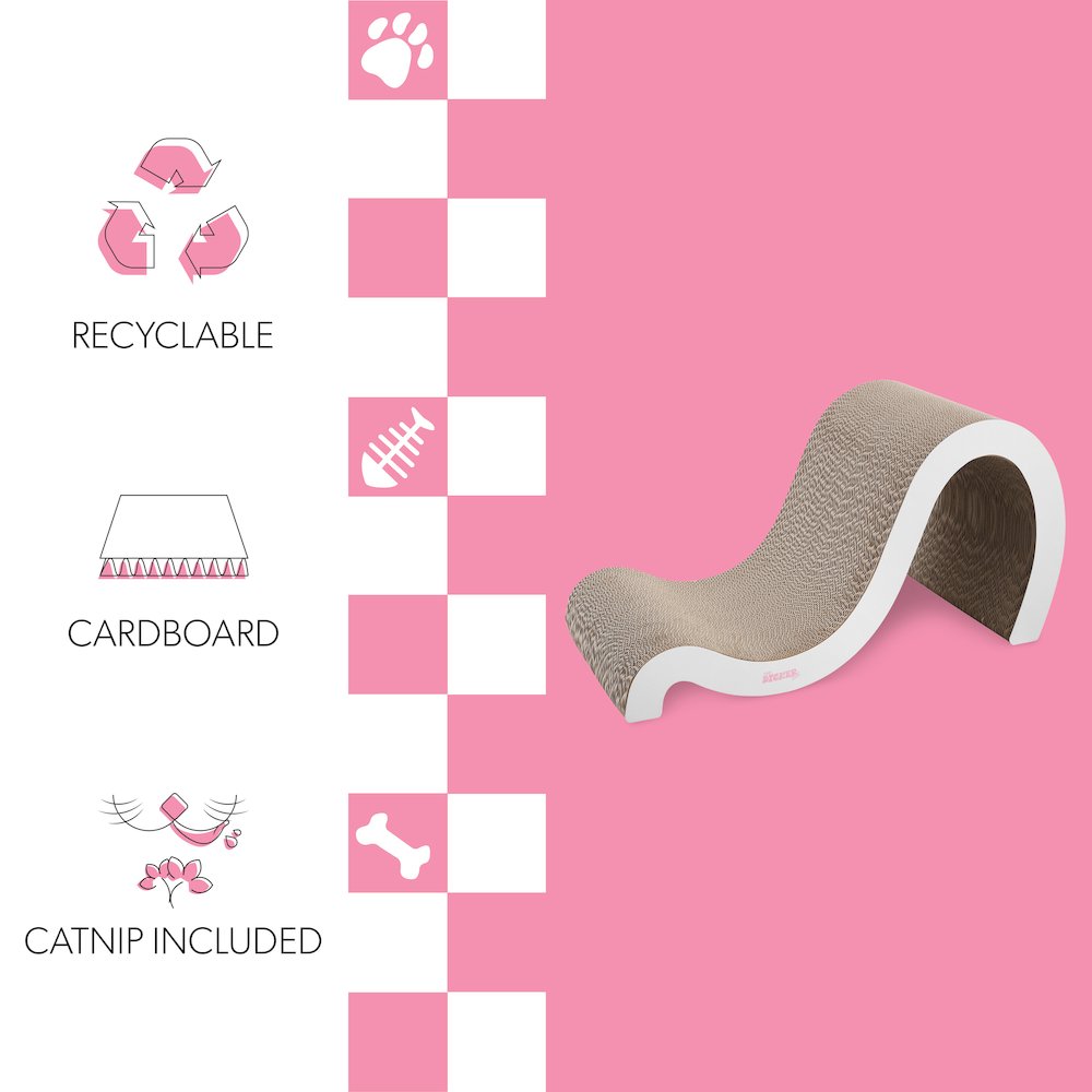 Kona Modern Cardboard Double-Sided Wave Cat Scratcher with Catnip. Picture 1