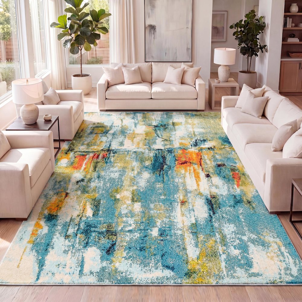 Contemporary Pop Modern Abstract Waterfall Area Rug. Picture 11
