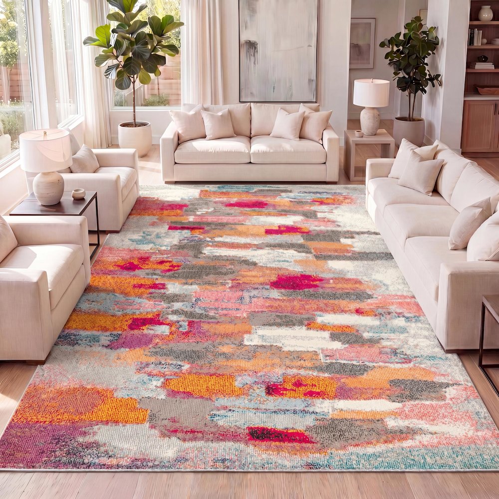 Contemporary Pop Modern Abstract Brushstroke Area Rug. Picture 11
