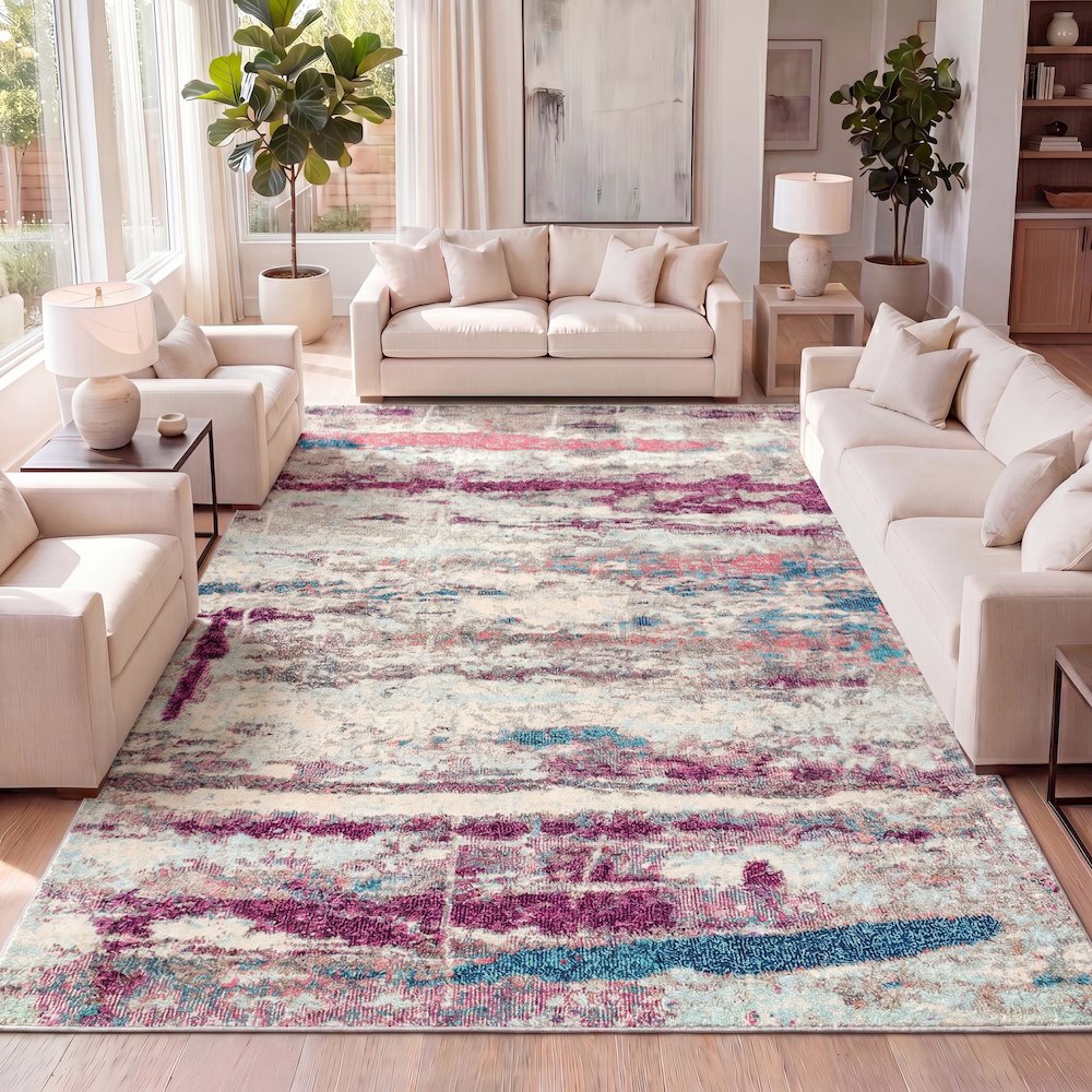 Contemporary Pop Modern Abstract Brushstroke Area Rug. Picture 10