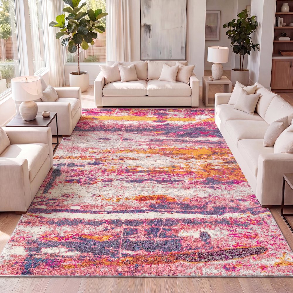 Contemporary Pop Modern Abstract Brushstroke Area Rug. Picture 10