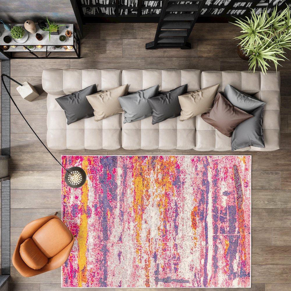 Contemporary Pop Modern Abstract Brushstroke Area Rug. Picture 4