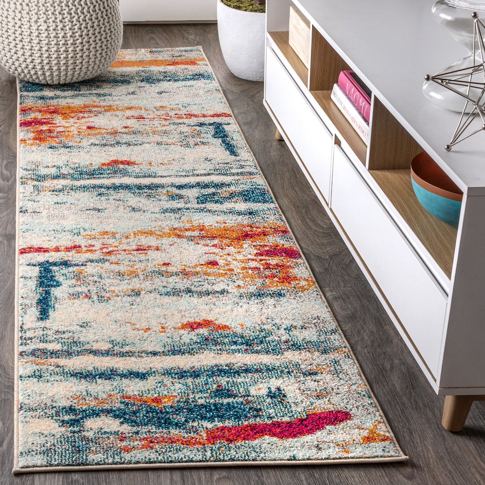 Contemporary Pop Modern Abstract Brushstroke Area Rug. Picture 2
