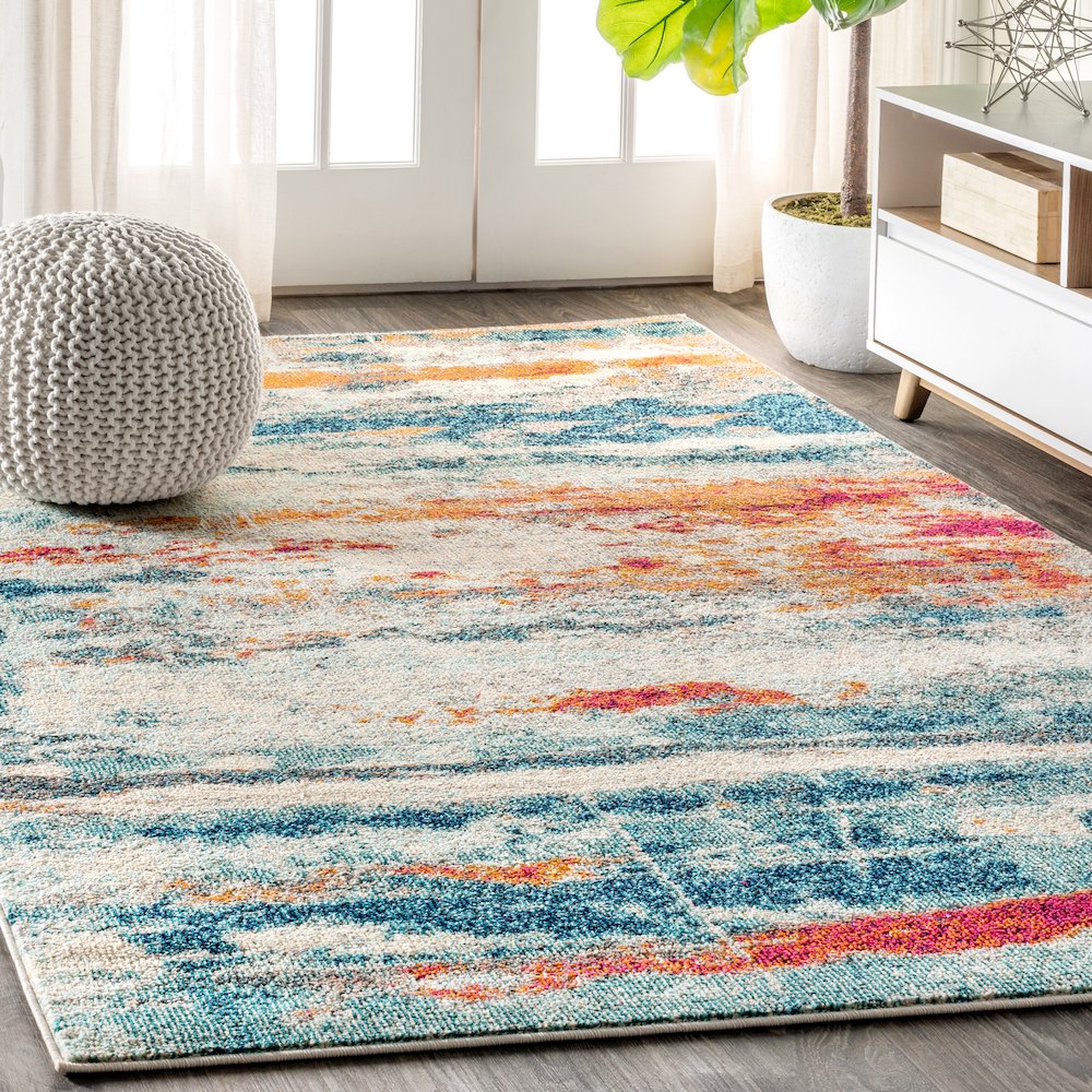 Contemporary Pop Modern Abstract Brushstroke Area Rug. Picture 2